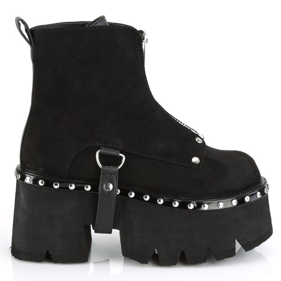 Gothic Suede Heel Platform Ankle Boots - Picture 1 of 5